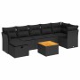 Set of garden sofas and cushions 8 pieces synthetic rattan black by , Garden sets - Ref: Foro24-3325765, Price: 509,20 €, Dis...