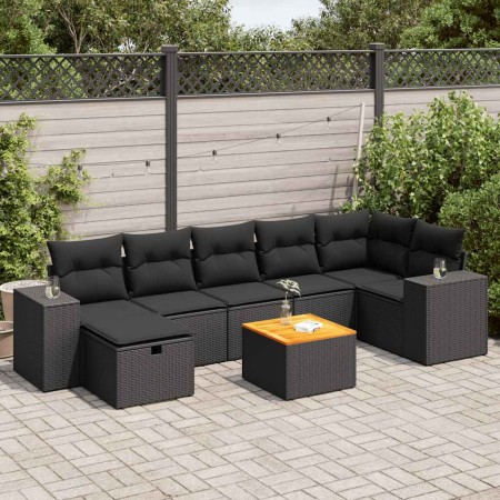 Set de sofás de jardín y cojines 8 piezas ratán sintético negro | Foro24|Onlineshop| Casa, Jardín y Más Foro24.es