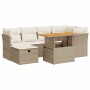 Set garden sofas and cushions 7 pcs synthetic rattan acacia beige | Foro24|Onlineshop| Casa, Jardín y Más Foro24.es