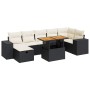 Set garden sofas and cushions 5 pcs synthetic rattan acacia black | Foro24|Onlineshop| Casa, Jardín y Más Foro24.es