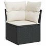 Set garden sofas and cushions 5 pcs synthetic rattan acacia black | Foro24|Onlineshop| Casa, Jardín y Más Foro24.es