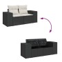 Set garden sofas and cushions 5 pcs synthetic rattan acacia black | Foro24|Onlineshop| Casa, Jardín y Más Foro24.es