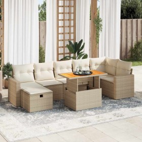 Set garden sofas and cushions 5 pcs synthetic