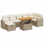 Set garden sofas and cushions 5 pcs synthetic rattan acacia beige | Foro24|Onlineshop| Casa, Jardín y Más Foro24.es