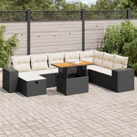 Set garden sofas and cushions 9 pcs synthetic