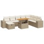 Set sofás jardín y cojines 9 pzas ratán sintético acacia beige de , Conjuntos de jardín - Ref: Foro24-3328101, Precio: 825,26...