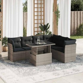 Set of 7 garden sofas with cushions synthetic