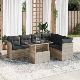 Set mit 7 Gartensofas mit Kissen PE Rattan