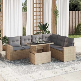 Set sofás de jardín 7 piezas y cojines ratán sintético beige de , Conjuntos de jardín - Ref: Foro24-3326330, Precio: 588,28 €...