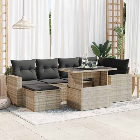 Set de sofás de jardín 7 pzas con cojines ratán PE gris claro | Foro24|Onlineshop| Casa, Jardín y Más Foro24.es