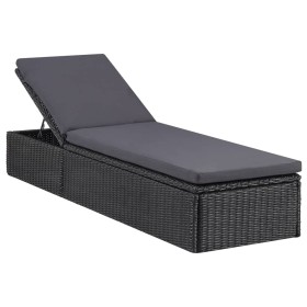 Black and dark gray synthetic rattan sun lounger by vidaXL, Loungers - Ref: Foro24-310148, Price: 189,53 €, Discount: %