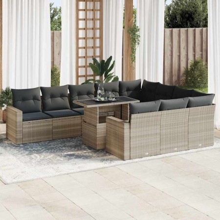 Set of 11 garden sofas and cushions synthetic rattan gray | Foro24|Onlineshop| Casa, Jardín y Más Foro24.es