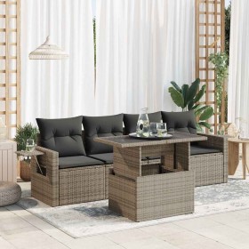 Set Gartensofas mit Kissen 5 Stück synthetisches