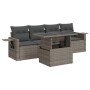 Set Gartensofas mit Kissen 5 Stück synthetisches Rattan grau | Foro24|Onlineshop| Casa, Jardín y Más Foro24.es