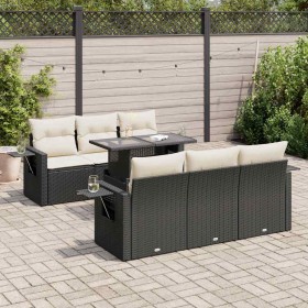 Set de sofás de jardín 7 pzas con cojines ratán sintético negro by , Garden sets - Ref: Foro24-3326417, Price: 561,21 €, Disc...