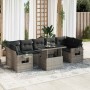 Set aus Gartensofas und Kissen 8-teilig synthetisches Rattangrau | Foro24|Onlineshop| Casa, Jardín y Más Foro24.es