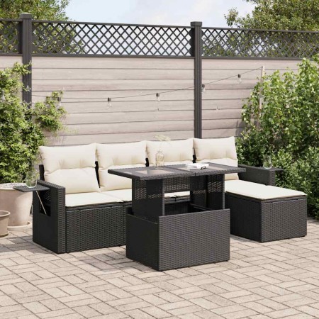 Set aus 6-teiligen Gartensofas und Kissen Kunstrattan schwarz | Foro24|Onlineshop| Casa, Jardín y Más Foro24.es