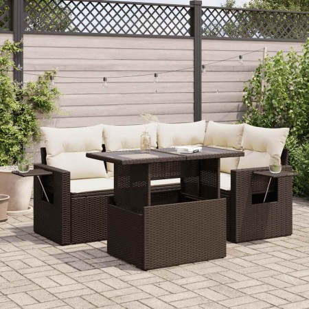 Set comedor de jardín 5 piezas y cojines ratán sintético marrón by , Garden sets - Ref: Foro24-3326474, Price: 415,09 €, Disc...