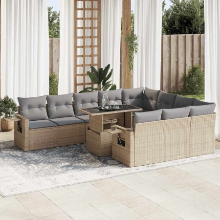 Set de sofás de jardín 11pzas con cojines ratán sintético beige | Foro24|Onlineshop| Casa, Jardín y Más Foro24.es