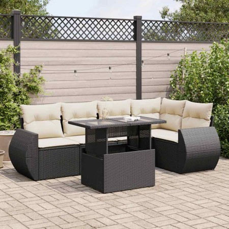 Set of 6-piece garden sofas and cushions synthetic rattan black | Foro24|Onlineshop| Casa, Jardín y Más Foro24.es