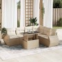 Set aus 7-teiligen Gartensofas und Kissen, synthetisches Rattan, beige | Foro24|Onlineshop| Casa, Jardín y Más Foro24.es