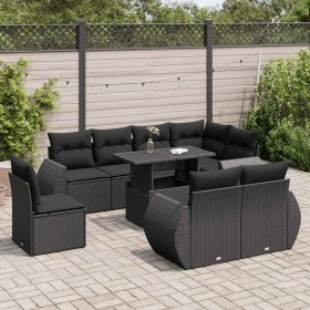 Set Gartensofas mit Kissen 9 Stück synthetisches