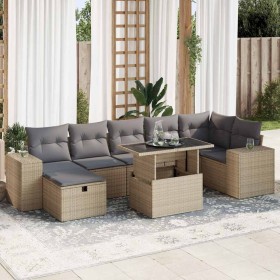 Set of garden sofas with cushions 5 pcs synthetic