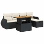 Set garden sofas and cushions 6 pcs synthetic rattan acacia black | Foro24|Onlineshop| Casa, Jardín y Más Foro24.es