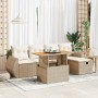 Set Gartensofas und Kissen 6 Stück synthetisches Rattan Akazie Beige | Foro24|Onlineshop| Casa, Jardín y Más Foro24.es