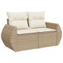 Set garden sofas and cushions 9 pcs synthetic rattan acacia beige | Foro24|Onlineshop| Casa, Jardín y Más Foro24.es