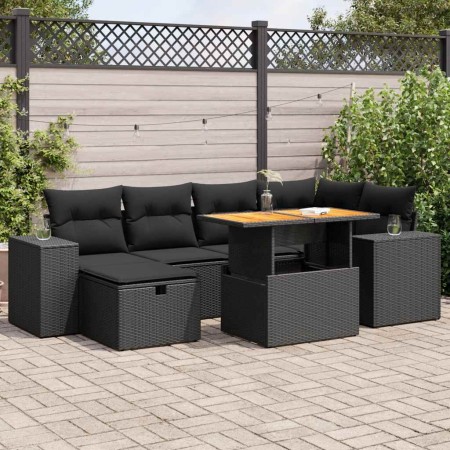 Set sofás jardín y cojines 8 pzas ratán sintético acacia negro | Foro24|Onlineshop| Casa, Jardín y Más Foro24.es