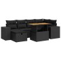 Set garden sofas and cushions 8 pcs synthetic rattan acacia black | Foro24|Onlineshop| Casa, Jardín y Más Foro24.es