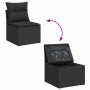 Set garden sofas and cushions 8 pcs synthetic rattan acacia black | Foro24|Onlineshop| Casa, Jardín y Más Foro24.es