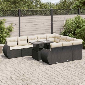 Set of 11 pcs garden sofas and cushions synthetic