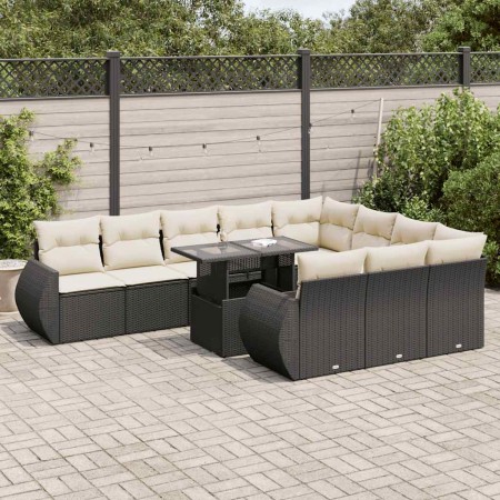 Set mit 11 Stück Gartensofas und Kissen synthetisches Rattan schwarz | Foro24|Onlineshop| Casa, Jardín y Más Foro24.es