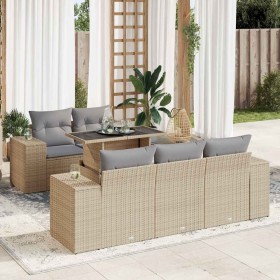 Set of garden sofas with cushions 6 pcs synthetic