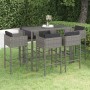 7-teiliges Gartenbar-Möbelset und Kissen aus synthetischem Rattan in Grau von vidaXL, Gartensets - Ref: Foro24-3094797, Preis...