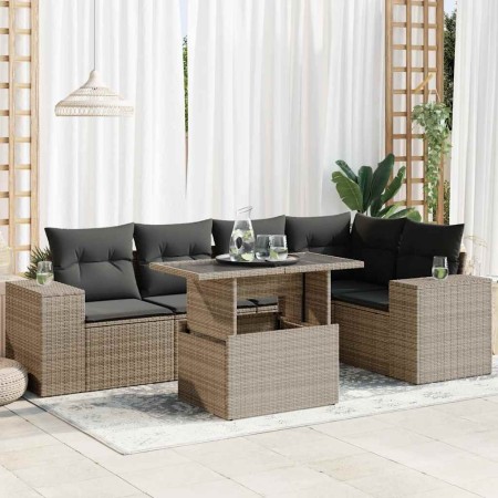 Set of 6 garden furniture and cushions synthetic rattan gray | Foro24|Onlineshop| Casa, Jardín y Más Foro24.es