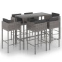 Set muebles de bar jardín 7 pzas y cojines ratán sintético gris de vidaXL, Conjuntos de jardín - Ref: Foro24-3094797, Precio:...