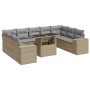 Set Gartensofas mit beigen Kissen 10 Stück synthetisches Rattan | Foro24|Onlineshop| Casa, Jardín y Más Foro24.es