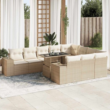 Set von 11-teiligen Gartensofas mit beigen Kissen aus synthetischem Rattan von , Gartensets - Ref: Foro24-3326869, Preis: 917...