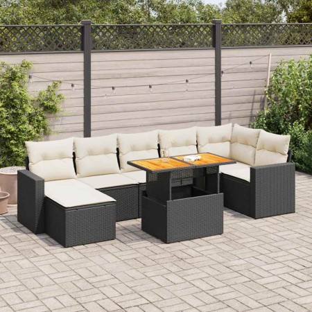 Set aus Gartensofas und Kissen 8-teilig synthetisches Rattan schwarz | Foro24|Onlineshop| Casa, Jardín y Más Foro24.es