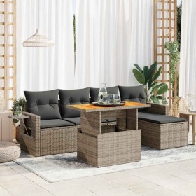 Set of 6 garden furniture and cushions synthetic