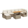 Set aus Gartensofas und Kissen 8-teilig synthetisches Rattan beige | Foro24|Onlineshop| Casa, Jardín y Más Foro24.es