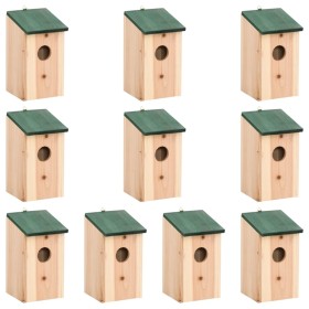 Birdhouse 10 units solid fir wood 12x12x22cm by vidaXL, Birdhouses - Ref: Foro24-314815, Price: 53,19 €, Discount: %