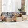 Set aus 7-teiligen Gartensofas und Kissen, synthetisches Rattan, beige | Foro24|Onlineshop| Casa, Jardín y Más Foro24.es