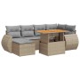 Set aus 7-teiligen Gartensofas und Kissen, synthetisches Rattan, beige | Foro24|Onlineshop| Casa, Jardín y Más Foro24.es