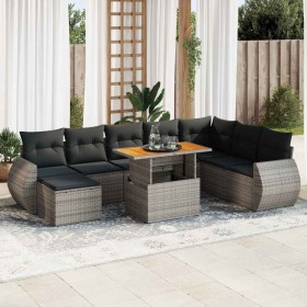 Set Gartensofas mit Kissen 9 Stück synthetisches