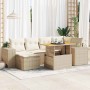 Set of 7-piece garden sofas and cushions synthetic rattan beige by , Garden sets - Ref: Foro24-3327397, Price: 671,94 €, Disc...