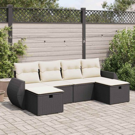 Set aus 6-teiligen Gartensofas und Kissen Kunstrattan schwarz | Foro24|Onlineshop| Casa, Jardín y Más Foro24.es